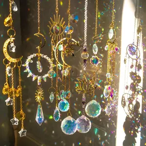 7pcs Crystal Suncatcher - Hanging Sun Catchers for Window - with Crystal Prisms Decor - for Indoor Outdoor Home Party Wedding Decor - Hanging Crystals for Decoration