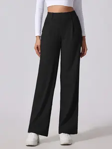 Women's High Waist Wide Leg Pants with Pockets, Comfortable and Versatile, Perfect for Casual and Business Wear, Daily Fashion and Career