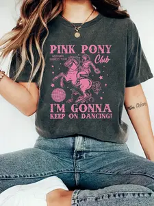 My Little Pony Club Print Round Neck T-Shirt, Casual Vacation Women's Short Sleeve Top, Daily Comfort, Elegant Design, Soft Fabric