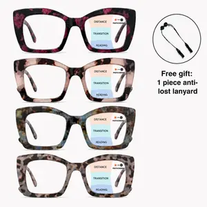 Blue Light Blocking Progressive Readers for Men Women, Oversized Square Reading Glasses, Lightweight Anti-Glare Computer Eyewear