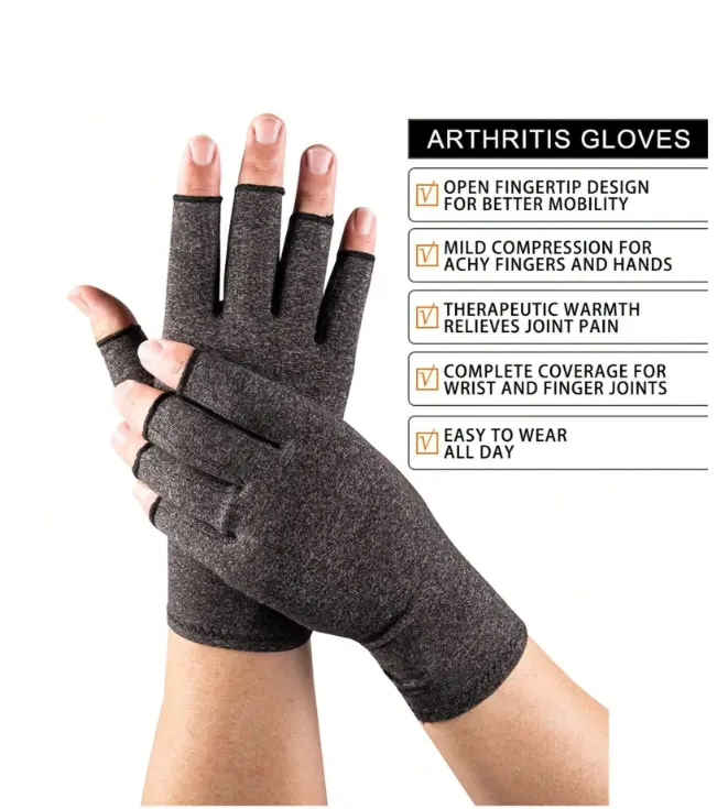 1 Pair Compression Gloves, Compression Gloves for Women & Men, Anti-Slip Glue dot Gloves for Work, Training Gloves