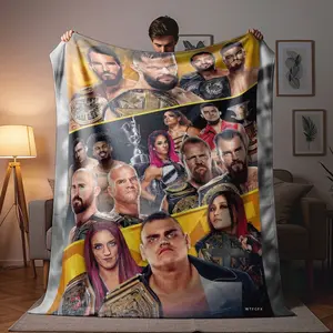 The High-Definition Digital Print Blanket Featuring a Wrestling Champion Is Lightweight And Easy to Spread, Resistant to Wrinkles, And Made from Wrinkle-Resistant Material, Making It a Lasting Decoration Suitable for Bedrooms And Dorms  Warm Haven Textile