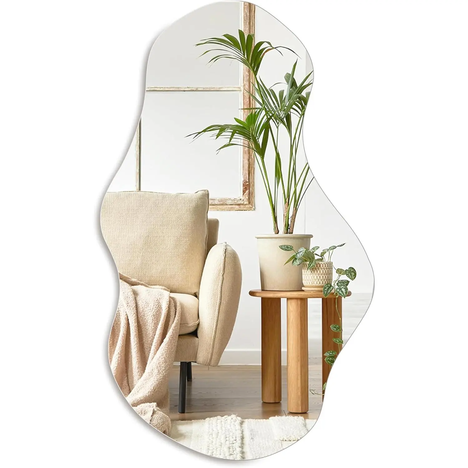 Irregular Wall Mirror Asymmetrical Mirror, 28''x17'' Decorative Modern Mirror for Bathroom Bedroom Living Room Entryway, Cloud Frameless, Wall Mounted (28''x17'', Cloud)