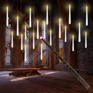 Floating Candle with Remote Timer Wand, Battery Operated Window Hanging Candle, 6.7” LED Christmas Halloween Decorative Electric Candle