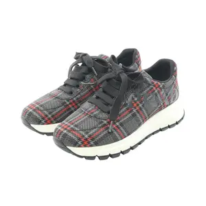 Pre-owned PRADA Nylon Small Leather Goods Logo Check Sneakers