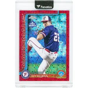 Travis Sykora Fredericksburg Nationals 2025 Topps Chrome Pro Debut Red Mini Diamond Refractor #PDC-8 #3/5 Card