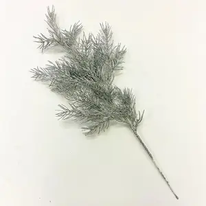 Silver Glitter Faux Winter Pine Branch Spray - 20"