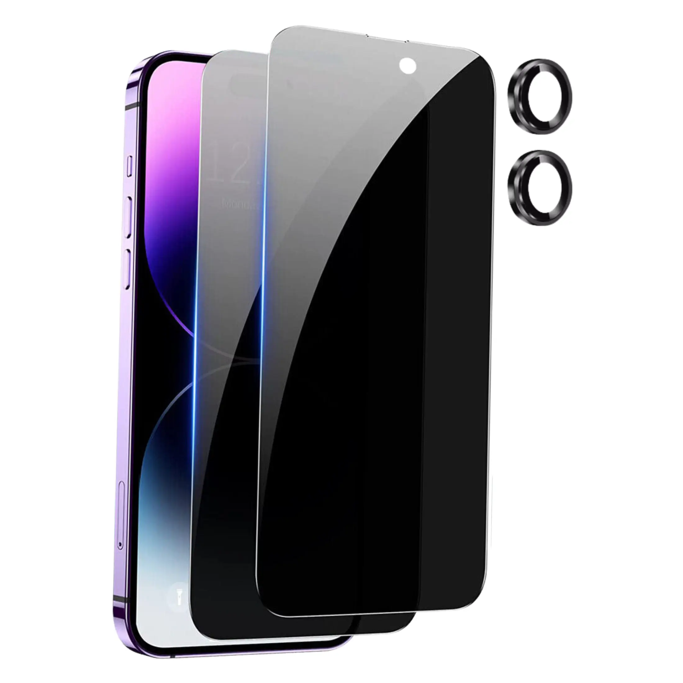 Entronix Anti-Spy Privacy Screen Protector & Metallic Camera Lens Protector for iPhone 16E - 4-Piece Combo, Durable Protective Smartphone Accessories for Handheld Cellphone Devices