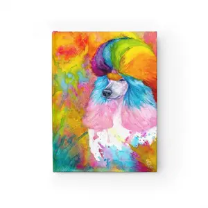 Sketchbook / blank Journal 5x7.24  in - RAINBOW POODLE, standard poodle, watercolor, spoo, continental cut, realistic, unique poodle gifts