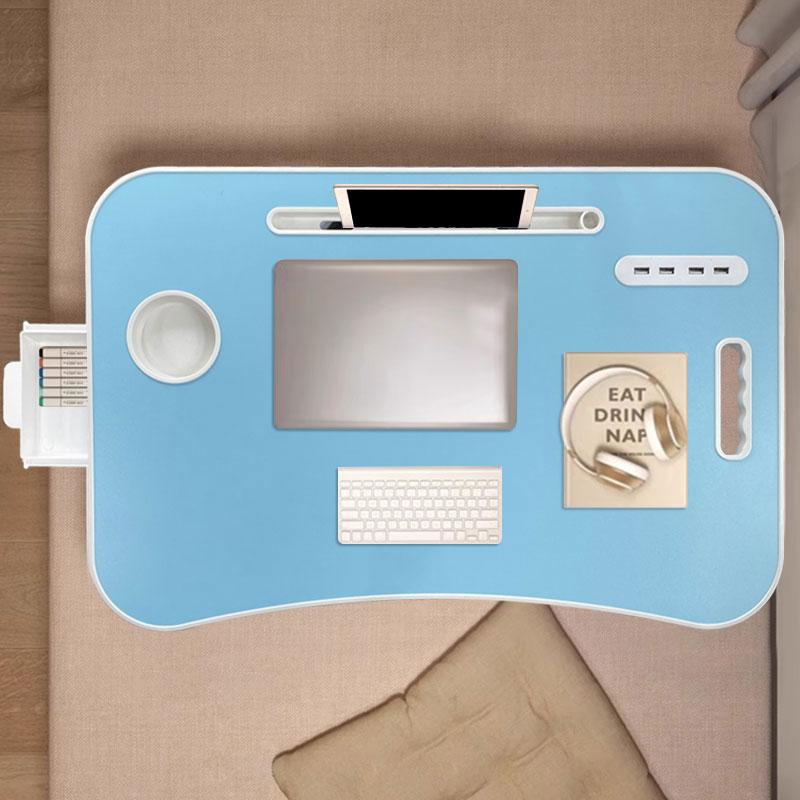 Foldable Computer Desk Laptop Bed Table with USB Charging Port Handle Card Slot & Drawer for Students & Remote Workers Ideal for Dormitory Bedside Home Office