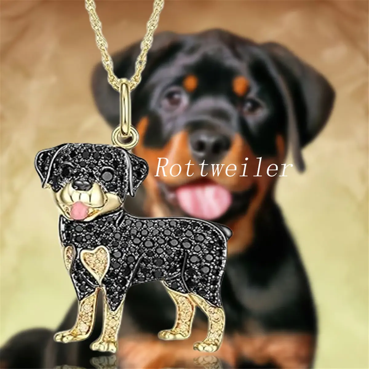 Rottweiler Heart Pendant Necklace, Elegant and Modern Animal Jewelry with Stainless Steel Chain for Dog Lovers, Versatile Accessory and Birthday Gift, Modern Versatile Accessories, Chain & Link, Choking Hazard Small Parts, Unisex