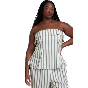 ELOQUII Women's Plus Size Sleeveless Linen Top With Foldover