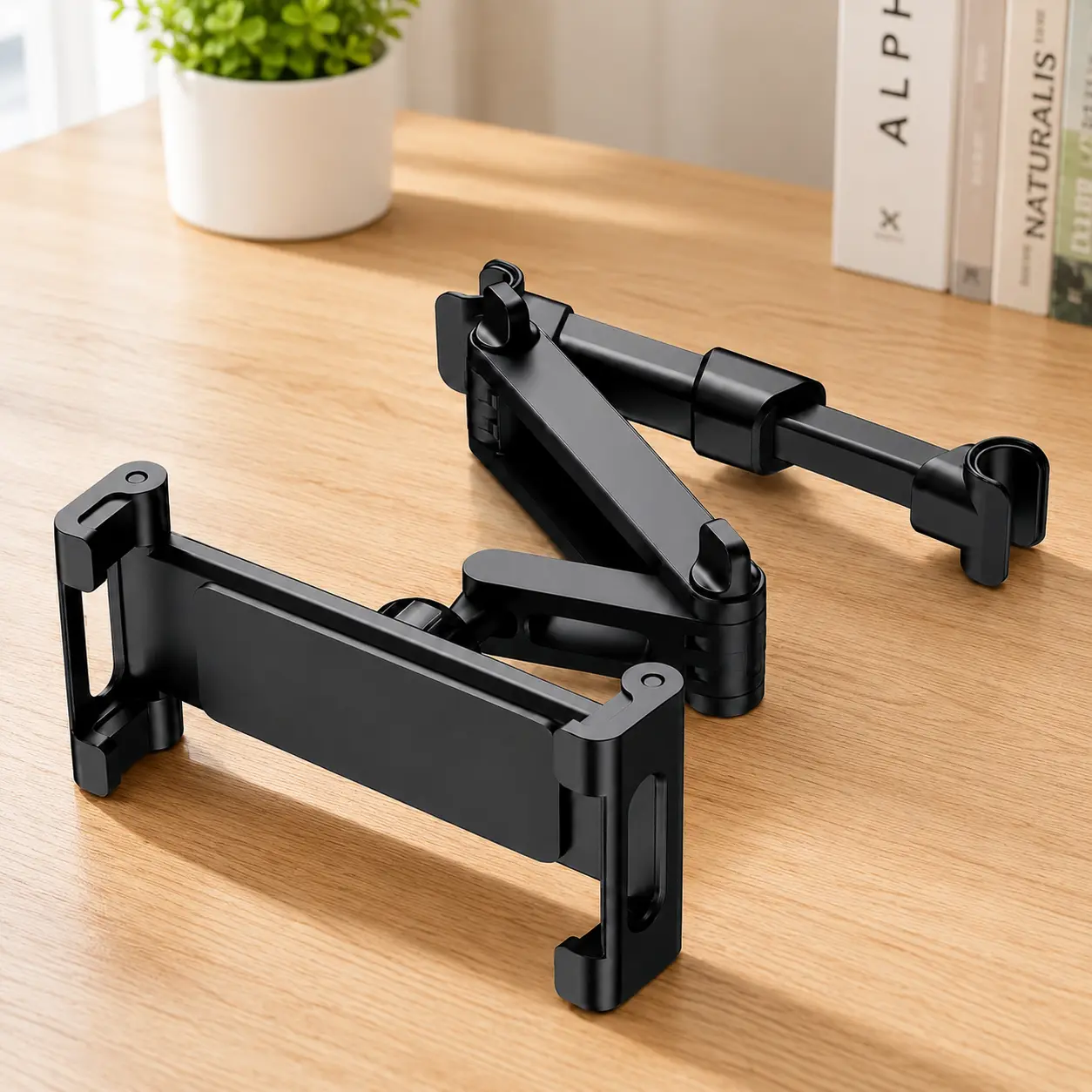 Car Headrest Tablet Holder for iPad and Phones 5.3 to 12.9 Inch 3 in 1 Extension Arm 360 Degree Adjustable Backseat Mount for Road Trips