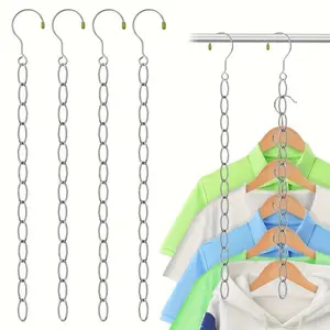 2/4/6pcs Stainless Steel Clothes Hanger Connector Chain, Cascading Hangers Chain, Space Saving Hanger Chain, Hanger Accessories, Closet Storage & Organization