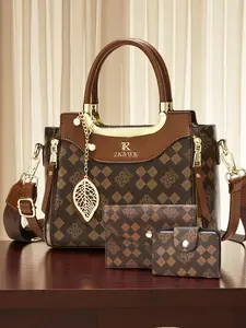 Luxury Women's Handbag Set, Casual Ladies Shoulder Bag 3 Piece, Handbag Wallet Set, Designer Brand Printed Pattern, Suitable for All Occasions