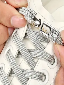 Diamond Buckle Shoe Laces, No-Remove Shoelaces, 2 Elastic Bands and 2 Buckles, Colorful Gradient Shoelaces for Casual and Sports Shoes, Stretchy Shoelaces