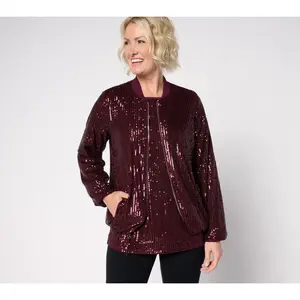 Jingle Belles by Kim Gravel Dress For Joy Zip Up Sequin Bomber Jacket
