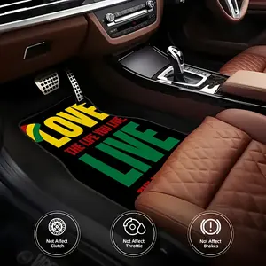 Set of 4, reggae music style Rasta, inspirational word pattern, universal non-slip car mats, easy-to-clean polyester mats - all-weather use, suitable for cars, trucks, SUVs - ideal gift, Car Floor Mats, Car Accessory