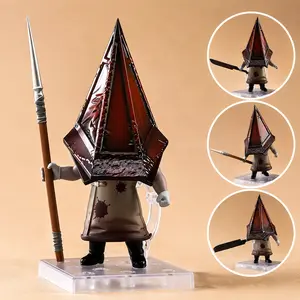 2572 Silent Hill 2 Red Pyramid Head Action Figure Q Version PVC Anime Figure Horror Game Collectible Model Toy with Spear Knife Accessories Desk Decoration Gift for Fans