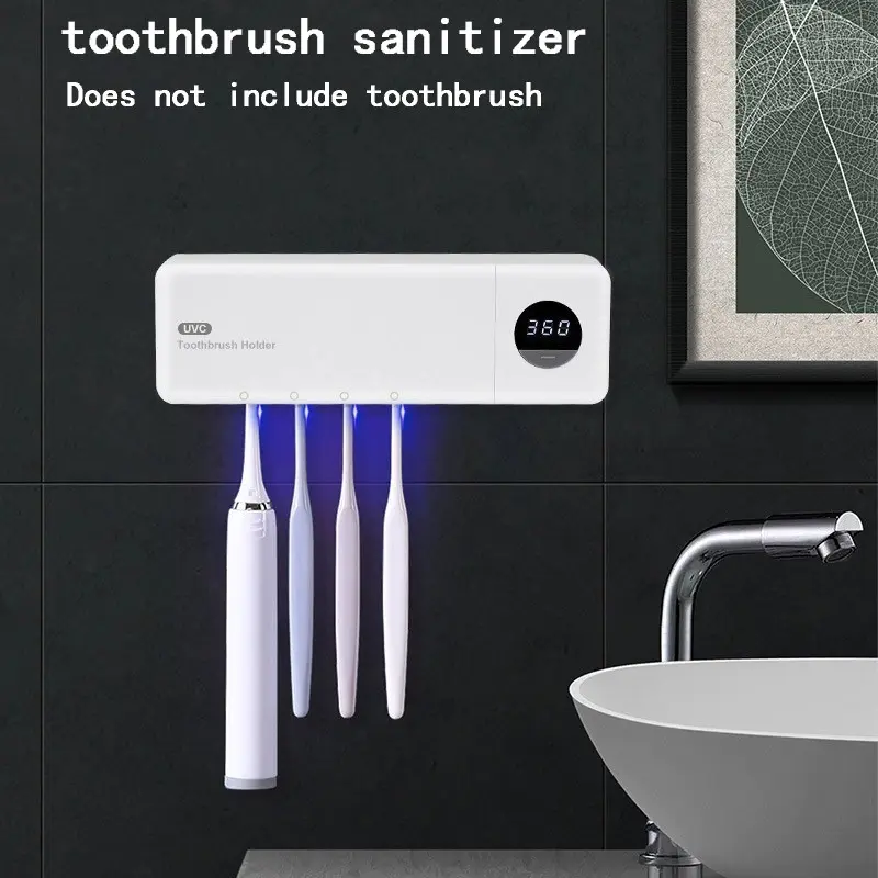 Smart Wall-Mounted Toothbrush Disinfector, Automatic UV Sterilization, No Drilling, Home Use, Full-Sensor Design, 1 Piece