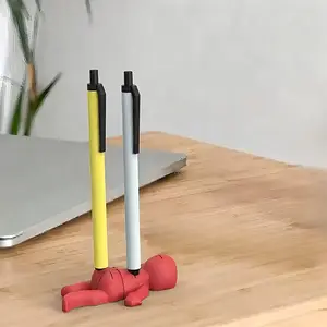 Silicone Funny Desk Pen Holder Pencil Holder Pin Organizer Cute Desk Decorations Office Accessories Funny Keychain and Decorations for Schoolbag Handbag Checkout Counter - Red