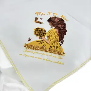12pcs Quinceanera Polyester Napkins, 10x10 in, Elegant Design for Tableware, Cutlery and Dinnerware