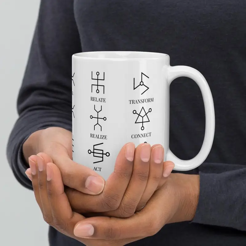 Sacred Circuitry Mug — The 15 Frequencies of Consciousness Ceramic Cup TD