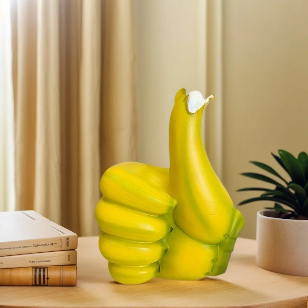 Banana Thumb Up Decorative Figurine, Creative Funny Fruit Sculpture, Inspirational Gift, Office Desk Shelf Living Room Decoration, Birthday Moving Humor Gift