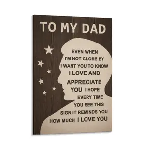 Sentimental Father Quote Canvas Print - "How Much I Love You" Dad Silhouette Wall Decor, Meaningful Home Poster for Living Room, Bedroom