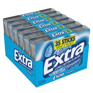 Extra Peppermint Sugar Free Chewing Gum Bulk Pack, 35 Sticks (6 Pack) Snack Bubblegum