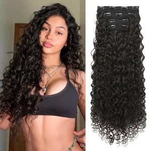 4pc Clip In Hair Extensions  Pure Protein Silk Curly Extension For Women 26 Inch Long Soft Extensions-dark Chocolate Brown