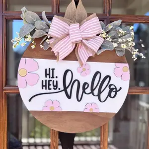 Spring Wooden Front Door Hanging Decor, Front Door Decoration, Wedding Gift, Engagement Present, Mid-Autumn Festival Ornament