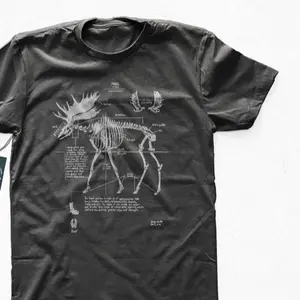 Moose Skeletal System Diagram Tshirt, Hand Drawn Moose Design Screen Printed