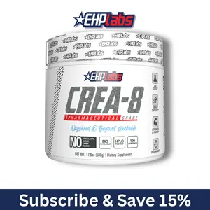 EHPlabs CREA-8 Micronized Creatine Monohydrate Powder - 100% Pure, Unflavored, Vegan-Friendly, 500g & 250g Tub Options for Strength, Endurance, and Recovery - Edible