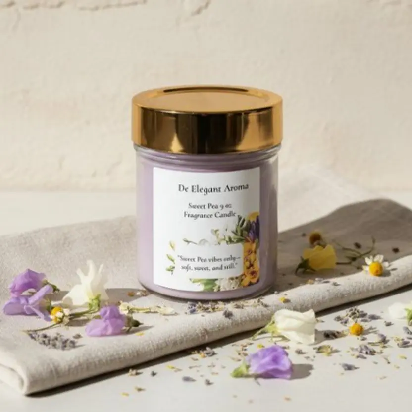 De Elegant Aroma Sweet  Pea Fragrance Candle