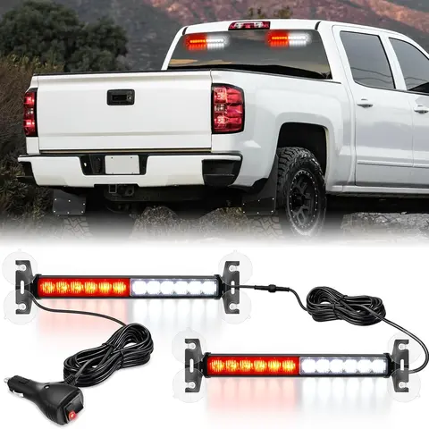 Nilight 24LED  Strobe Traffic Advisor Light Bar 2 in 1 Red White Dash Working Safety Flashing Lights Front/Rear Windshield Construction Lights for Trucks Cars Plow  Firefighter Vehicles   vehicle Lightbar, Strobe Light Module