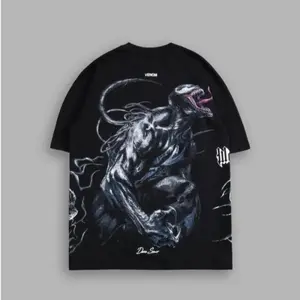 PowerFit "Ven0m" Oversized Cotton Casual Short-Sleeved Men Trendy Brand New Long Printed Top For Men And Women T-shirt Graphic For You Menswear Gym Smooth Tee