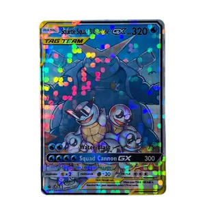 Squirtle Squad & Blastoise GX Card Edge to Edge Rainbow Glass Holo NEW Textured Version Standard English Back Trading Cards Trading Card Pack