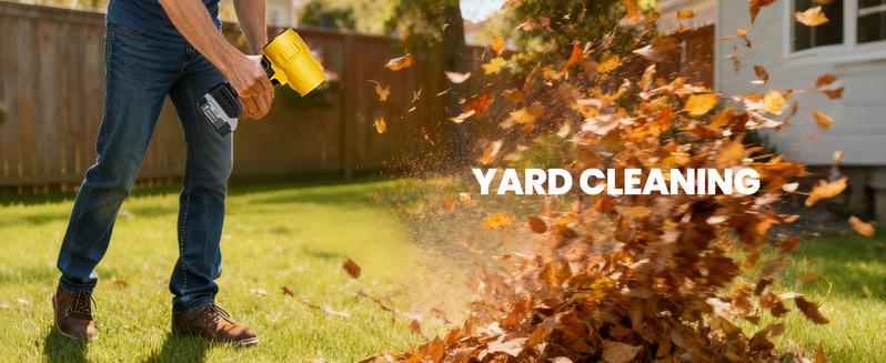 Leaf Blower, Electric Cordless Air Blower with 2 Batteries and Charger - Yellow