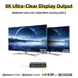 SHERRIVA 8K HDMI Splitter 1x2 - 1 in 2 Out 8K@60Hz 4K@240Hz HDCP 2.3 48Gbps EDID Auto Downscaling for Dual Monitors TV PS5 Amplifier