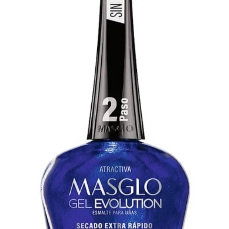 Masglo Gel Evolution Atractiva - Extra Rapid Drying Nail Polish - 2 Paso Formula - Vibrant Blue Color