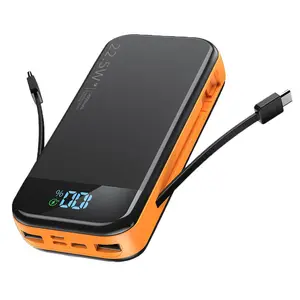 20000mAh High Power Portable Power Bank with Built-in 2 Cables, Led Display Powerbank, PD20W USB C Output/Input Power Bank with LED Digital Display Screen, Large Capacity Charger for iPhone, Galaxy, iPad & Other Devices