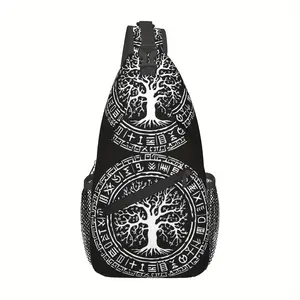 A Versatile Crossbody Chest  Designed for Hiking, Featuring a Viking Symbol And a Tree of Life. This Shoulder  Is Foldable, Spacious, And Stylish, Making It Suitable for Shopping, Casual Trips, Beach Outings, Fishing bag