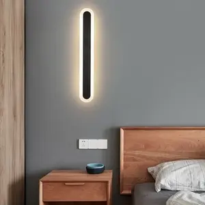 Modern LED Wall Light, Nordic Minimalist Long Strip Bedroom Bedside Wall Lamp, Modern LED Background TV Wall Living Room Staircase Hallway Wall Light