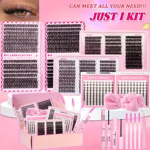 Mixed Style False Eyelash Gift Box Set, Personal Lash Extension Kit, Soft Dense Curled Lashes, Includes Glue & Tweezers, Christmas New Year Gift