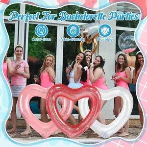 Inflatable Heart-Shaped PVC Swimming Ring, / with Sequins, Adult's Floating Water Toy, Pool Float for Water Sports Parties