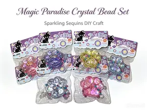 2Pcs Magic Land Glitter Bead Cat Paw Squishy (Random Different Colors), Transparent Jelly Stress Relief Toy for Adults & Kids