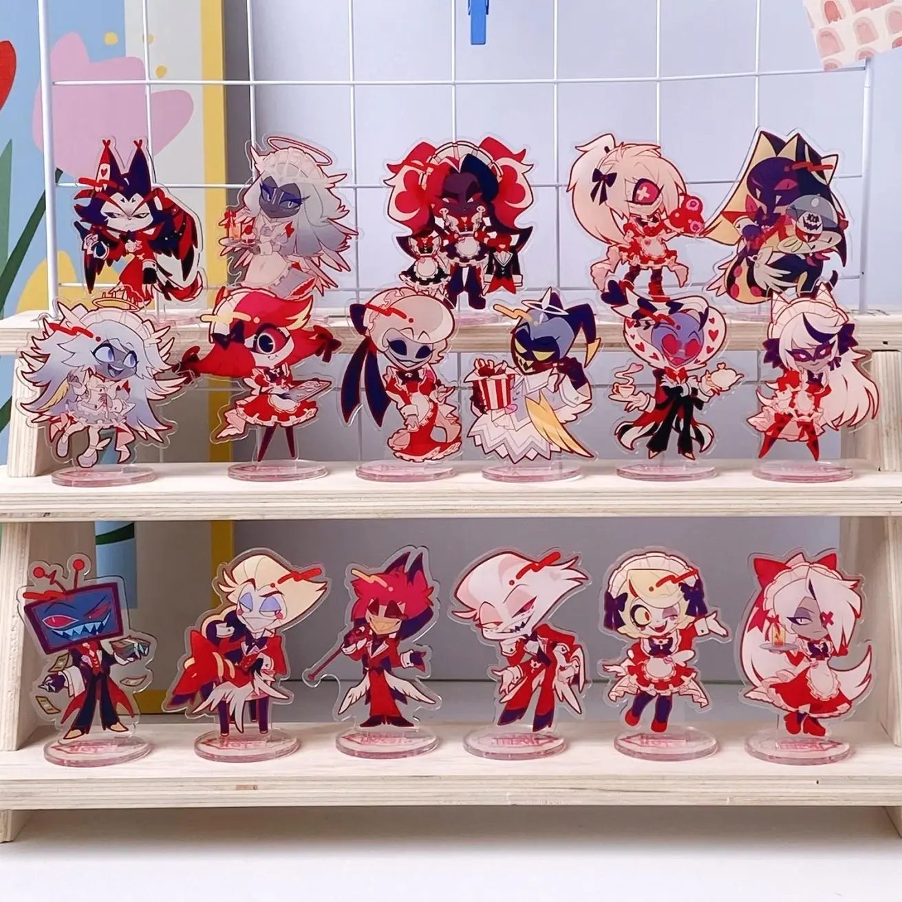 17 ops Hazbin Hotel Chibi Style Acrylic Standee| VOX, Alastor, Lucifer, Angel Dust, Husk, Charlie, Vaggie and more Characters