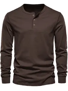 Men's Long Sleeve T-Shirt, American Style Youth Bird Eye Mesh Quick-Dry Tee, Pullover Henley Shirt, Casual Sport Top