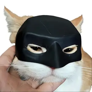 Fun and mischievous black cat-themed hat/helmet with elastic band, cute photo prop mask, suitable for cats and small dogs.